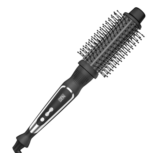 USHOW Curling Iron Brush 1 1/2 Inch Heated Thermal Brush Hair Curler, Hot Brush Loose Curls Heated Round Brush Curling Wand Dual Voltage for Hairstyling Tools, Gift for Girls Women