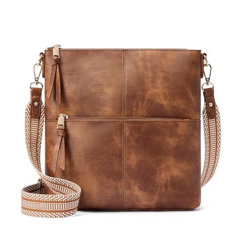 WESTBRONCO Crossbody Purses for Women Medium Shoulder Bag Vegan Leather Handbags with Guitar Strap