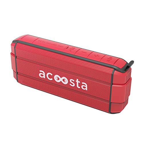 Image of ACOOSTA BOLD 370, IPX5 Waterproof, Portable Wireless Bluetooth Speaker with Bass, 3600 mAh Battery (Upto 24hrs of Playback), True Wireless Stereo, Built in Mic, SD Card & Aux (Scarlet Red)