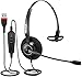 Produktbild USB Headset mit Lautstärkeregler PC Kopfhöre mit Noise Cancelling Mikrofon Computer Kopfhörer für Business Skype Computer, SoftPhone, Call Center Office, Kristallklarem Chat, Ultra Leicht &Komfort