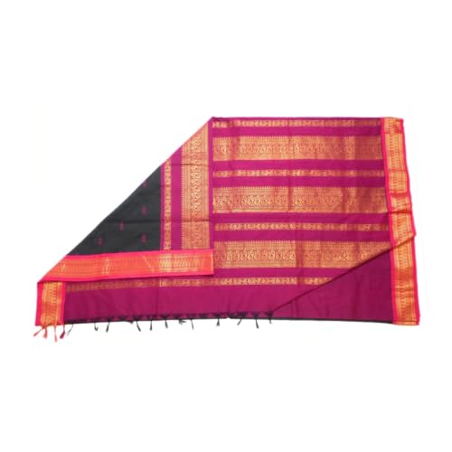 Image of Pure Kalyani Cotton Saree | Zari Border & Blouse Piece - Lata Gadwal Design | Traditional Saree