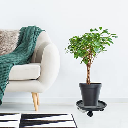 Tongzhi 3Pcs 13Inch Plant Caddy With Built-In Water Container And 4 Wheels, Garden Rolling Planter Trolley With Wheels, Plant Stand With 2 Lockable Wheels, Load Capacity 130 Lbs,Black… #TOP5