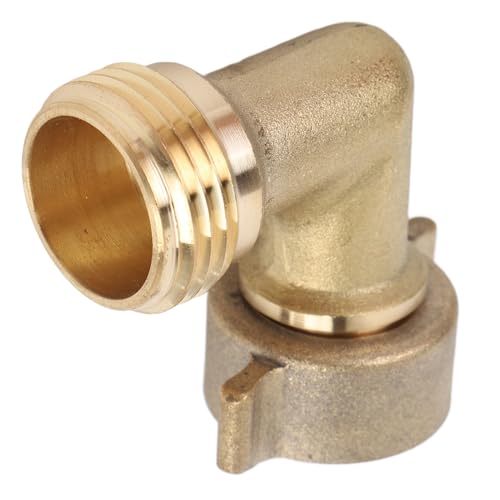 Image of RV 90 Degree Hose Elbow Copper Enhanced Waterflow Efficiency RV Water Hose Connector with Wash Net Filter for Campervan Travel Trailer