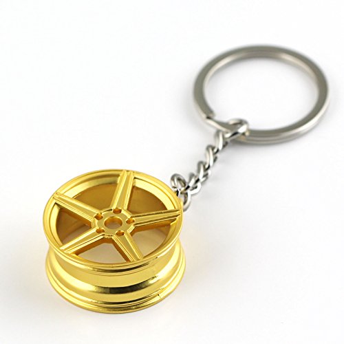 Image of maycom Creative Hot Auto Part Model Wheel Rim Tyre Keychain Keyring Key Chain Ring Keyfob (Golden)