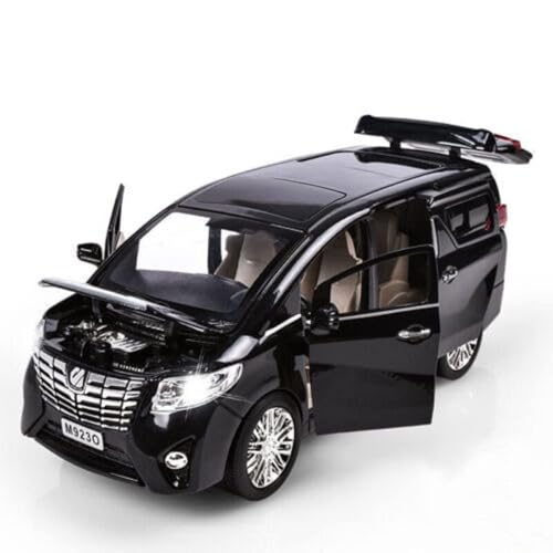 Image of 1:32 Toyota Alphard Vehicle Toy Alloy Die Cast Metal Car Model Diecast Metal Car with Light Sound Openable Door Pullback Toy Car for Kids. (Black)