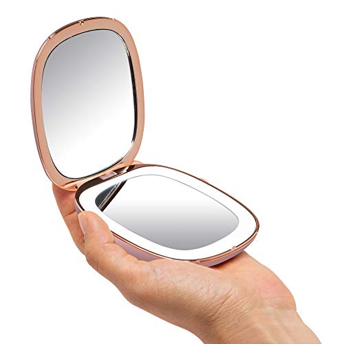 Fancii Compact Makeup Mirror with Natural LED Lights, 1x/ 10x