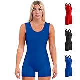 Matman Edge Wrestling Singlet Women's Spandex Weightlifting Solid Color (Royal, Large)