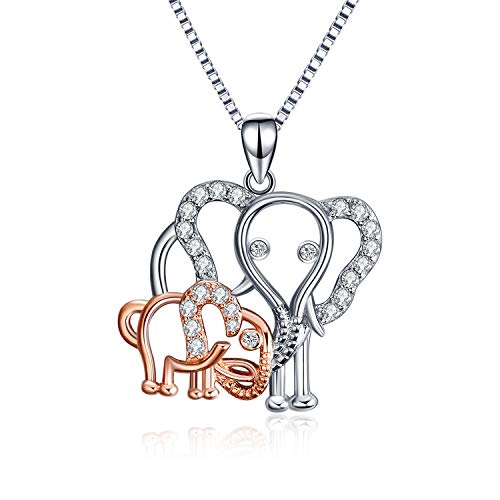 Elefant Kette 925 Sterling Silber Mutter und Tochter Anhänger Halskette Tier Schmuck Geburtstag Geschenk für Mutter und Tochter Muttertag Cover