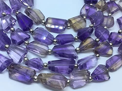 Ametrine faceted nuggets perles de lithothérapie quartz améthyste citrine 10mm