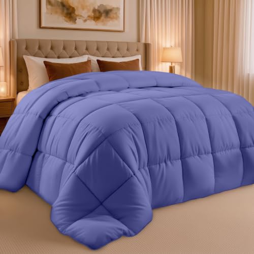 Image of Utopia Bedding Comforter King Size, Duvet Insert, Slate Blue, 90 x 102 in | Soft and Fluffy Down Alternative Bed Comforter, All Season, Breathable, Corner Tabs, Box Stitched, Durable, Machine Washable