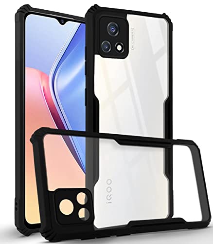 Image of Jkobi Back Cover Case for Vivo iQOO U3 | iQOO U3x (Crystal Glass Back | Camera Protection | Shockproof Bumpers | Professional Black)