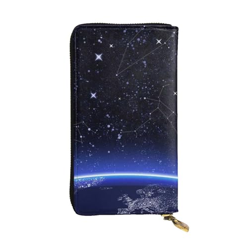 Portefeuille long femme galaxie en similicuir zippé avec porte-monnaie intégré