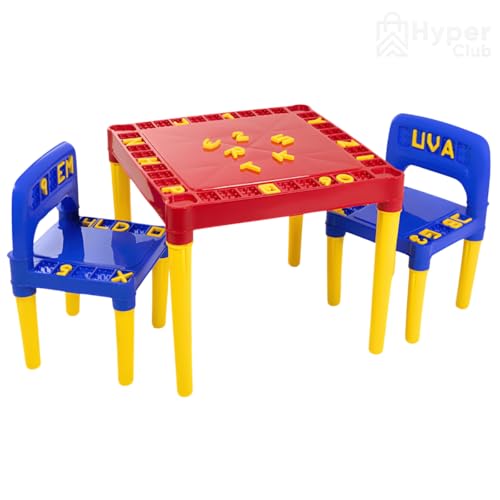 Mesa Educativa Infantil com 2 Cadeiras, Letras e N&uacute;meros | Brinquedo Did&aacute;tico para Alfabetiza&ccedil;&atilde;o...