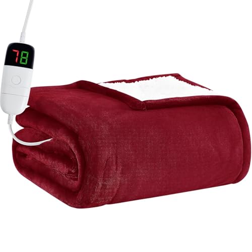BOMOVA Heated Electric Blanket Full Size - 72" x 84" Heating Blanket with 10 Heating Levels & 8 Hours Auto Off, Warm Flannel Blanket with Over-Heat Protection, for Women, ETL & FCC Certified
