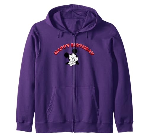 Mickey Mouse Happy Birthday Hoodie : Sweat rouge à capuche zippé classique