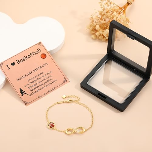 Image of Softball /Volleyball /Soccer /Basketball Bracelet for Girls Teen Women,14K Gold Plated Infinity Charm Link Bracelet Sports Accessories Jewelry Gifts for Lovers Players Team Coach