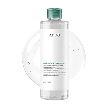 ANUA Heartleaf Low pH Deep Cleansing Water, Micella Water, Panthenol, Squalane, Makeup Remover for Sensitive Skin, Korean Skin Care 500g, 17.63 oz.
