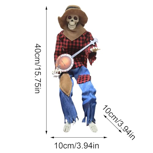 Squelette Banjo Halloween 60 cm articulé déco maison - 6