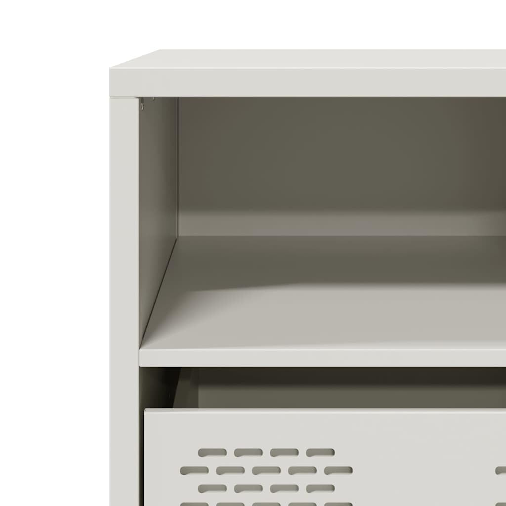TV-Schrank Weiß, 101,5x39x43,5 cm Kaltgewalzter Stahl, Industrial Design, Modernes Media Center für Wohnzimmer und Schlafzimmer, mit Stauraum