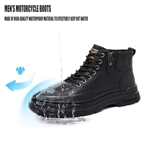 Men'S Leather Chukka Boot With Side Zipper Round Toe Comfort Fleece-Lined Anti-Slip Platform Lace-Up Casual Oxford Boots For Hiking Travel Motorcycle4