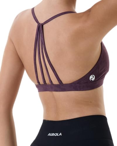 Image of AUROLA Mercury Workout Sports Bras Women Athletic Removable Padded Backless Strapy Minimal Crop Top
