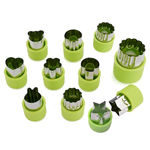 12 Stück Gemüse Ausstechformen mit Antirutsch Schutz Griff, Edelstahl Frucht Ausstecher Set Mini Blume Stern Tiere Fruchtform für Kinder Cover