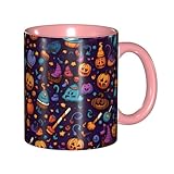YYHWHJDE colorName Tasse en céramique double couleur Convient pour cappuccino, latte, céréales, yaourt, lait, boissons chaudes ou froides, four à micro-ondes Happy halloween-day-trick-or-treat