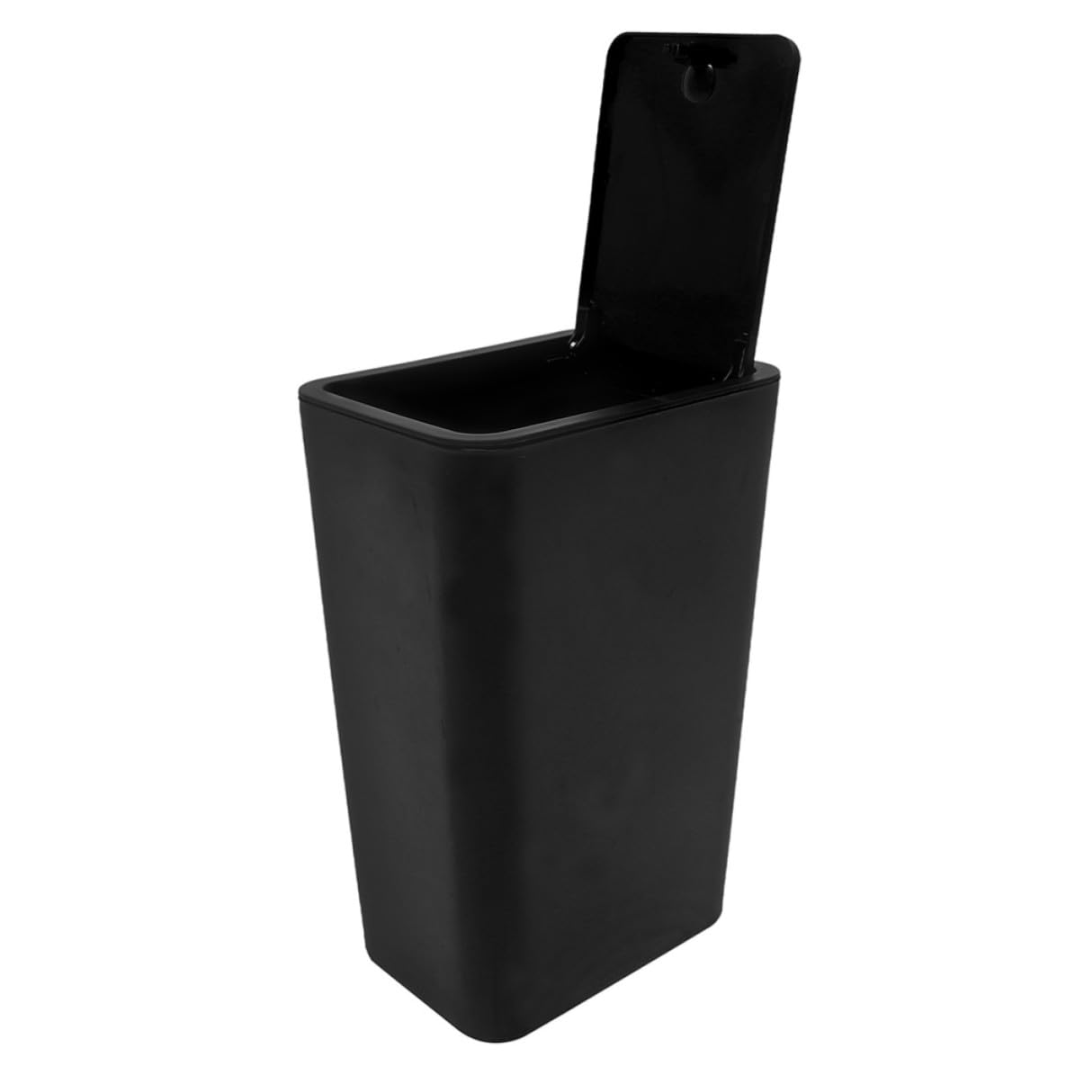 Baluue 12l Black Garbage Can with Pressing Lid, Small Trash Can Made of Sturdy Abs Material, Reusable Waste Bin for Bathroom, Kitchen, or Office Use