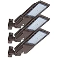 300W LED Parking Lot Lights with Adjustable Arm Mount,39000LM 5000K LED Street Light with Dusk to Dawn Photocell,IP65 Waterproof 110-277V Shoebox Light Commercial Area Lighting ETL Listed(3 Pack)