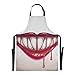 AQQA Delantal de Chef de sangre de labios espeluznantes con boca de vampiro para mujer, delantal de cocinero ajustable de 88x68 cm, delantal ajustable de gota de agua para hombres y mujeres