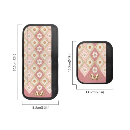 Image of 6 Pcs Refrigerator Microwave Door Handle Covers Electrical Appliances Handle Protector Keep Clean and Protected from Oil Stains, Fingerprints, Liquids, Daisy Flower Butterfly Pink Beige