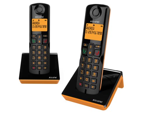 Alcatel S280 Duo Arancione Telefono Senza Fili Duo, Mani Libere, Rubrica 50 Nomi E Numeri Funzione Blocco Chiamate Indesiderate,