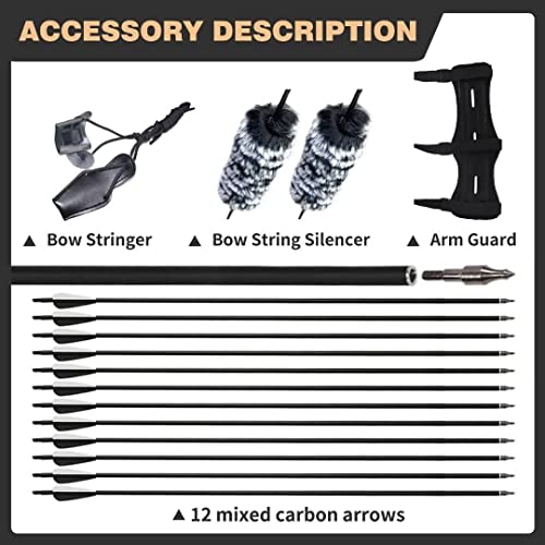 TOPARCHERY 62" Recurve Bow,Bow and Arrow Adult Archery Bow Set for Adults or Beginner Practice Competition Longbow Kit(50 LBS) - Thumbnail 5