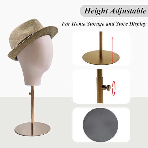CHADWICK Wig Head Stand with Mannequin Head, 21 Inch Wig Stand, Fabric Head Hat Stand, Manikin Head Block, Wig Holder Head for Wig Styling, Displaying, Making, Retractable Pole, Height 19-24 Inches