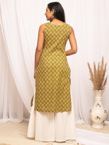 Image of FIORRA Womens Cotton Straight Fit Floral Printed Kurta