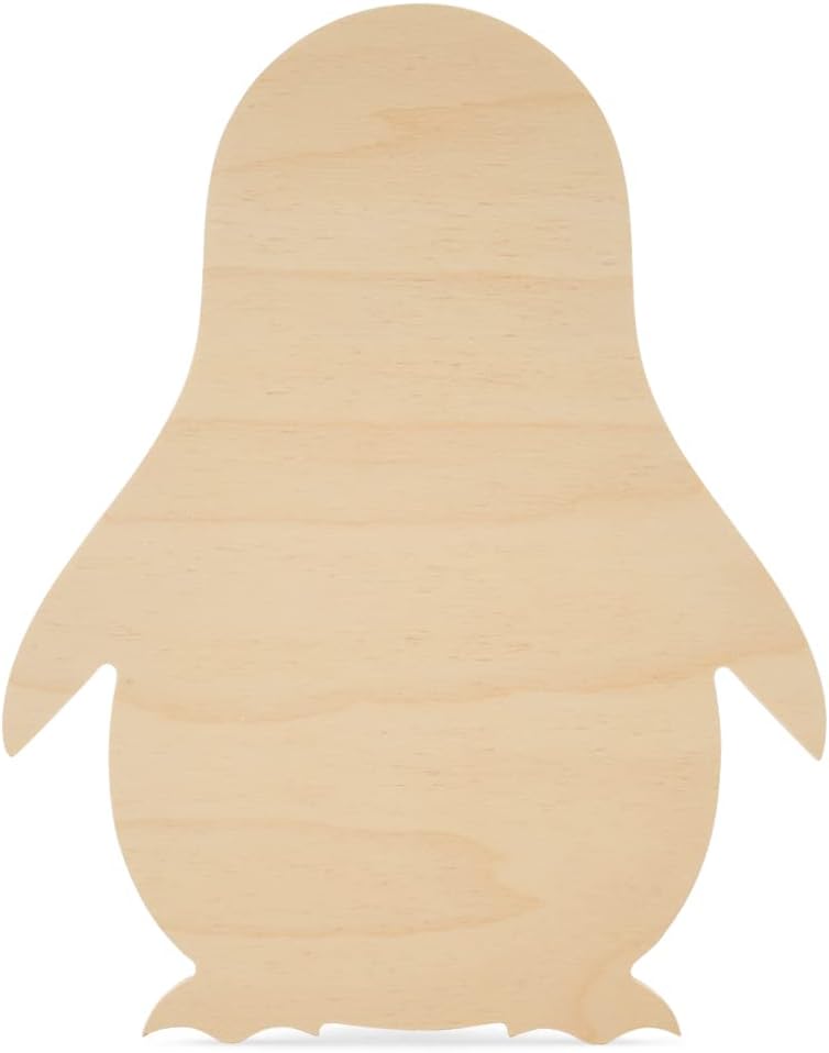Penguin Cutouts, 18-inch x 14-1/4-inch Pack of 3 Unfinished Animal Wooden Cutouts for Crafting & Party Decor, by Woodpeckers