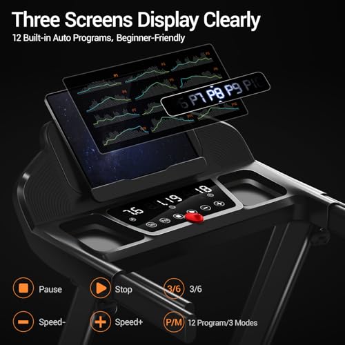 image for CURSOR FITNESS 16% Treadmills for Home with Handle, 3 in 1 Portable Tr