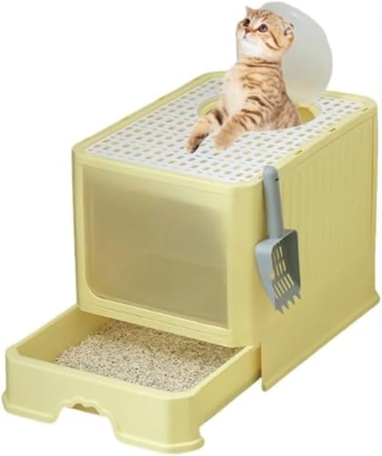 otoye 猫用トイレ 猫砂盆 猫トイレ 可愛い 折り畳み 砂が飛び散らない 上から出入りができる 収納が簡単な折りたたみ式 取り外し可能 旅行 引っ越しには便利 持ち歩きタイプ,引き出し式の密閉式の消臭ネコのトイレ、 実用なタイプ