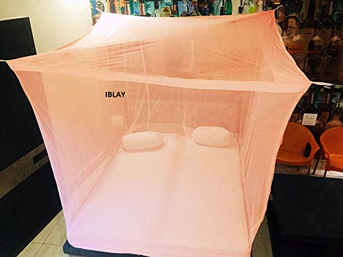 Image of Machardani Net Double Bed King Size - 10x6.5 Ft Mosquito Netting for Bed (Peach)
