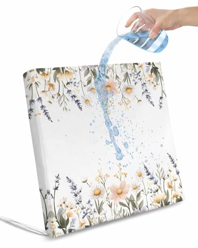 2 Pack Daisy Botanical Waterproof Cushion Covers with Ties, Outdoor Patio Chaise Lounge Chair Seat Cushion Slip Covers Replacement(Only Cover) Pastoral Farmhouse Floral 20