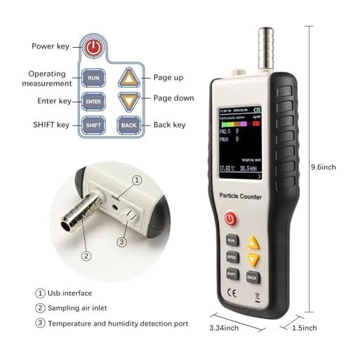 PM2.5 Luftverschmutzungsdetektor HT-9600, Staubpartikelzähler mit 2,8-Zoll-LCD-Display für 0,3 bis 2,5 Mikron Partikelerkennung