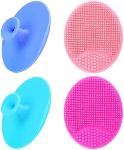 Baby Bath Brush, Cradle Cap Silicone Massage Scrubbers | SkinSoother Essential for Dry Skin, Eczema (Small-4PCS)