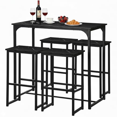 GOKHOMX Mesa Alta Bar con 4 Taburetes Conjunto