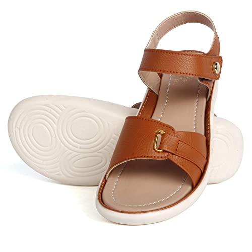 Image of MADANA Women's /Ladies /Female's /Girl Synthetic Leather Casual Daily /Office, College wear Stylish Fancy Flat sandals