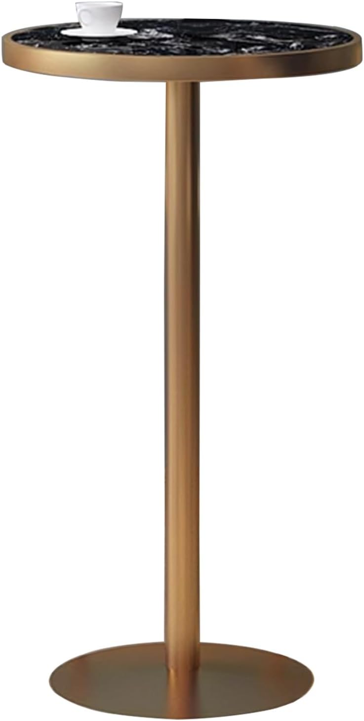 JATIBOSH Round Marble Bar Table, Counter Height Coffee Table, Bistro Cocktail Table with Metal Base, Easy to Assemble Round Bar Height Table (Size : 55x75cm)