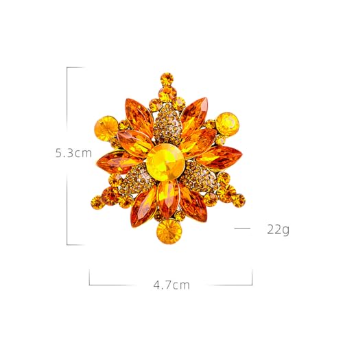 Image of Rhinestone Flower Brooch - Red /Yellow /Blue /Green Crystal - Big Large Wedding Ball Birthday Party Elegant Clothing Hat Bag Accessories Jewelry for Women