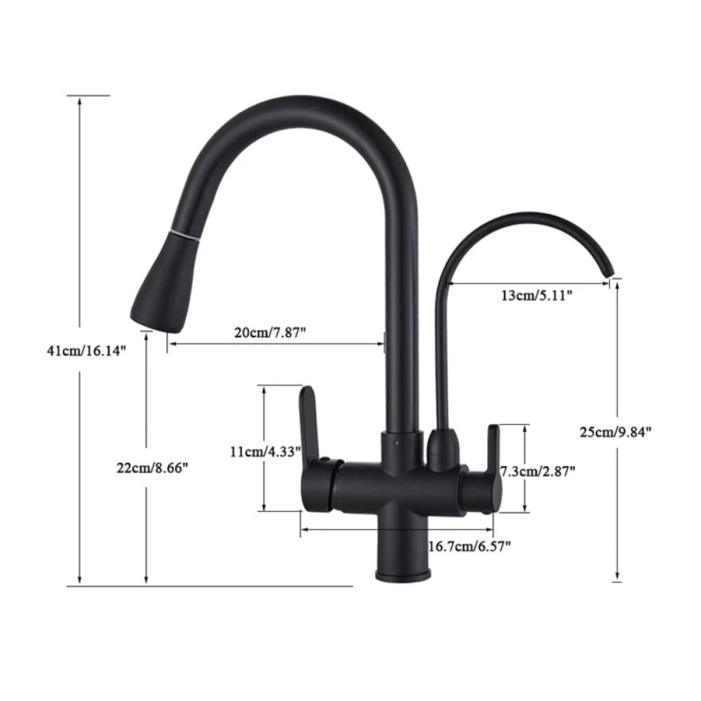 Grifos mezcladores extraíbles con caño de salida, grifo de fregadero de agua pura de cocina, grifo de filtro de rotación 360, dorado, talla única