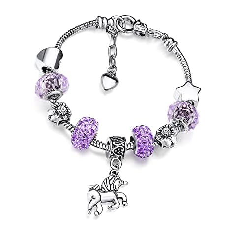 Deolven Unicorn Crystal Charm Bracelet for Girls Cover