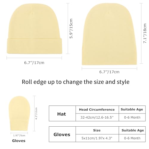 Newborn Baby Hats and Mittens Set Infant Beanie Cap Toddler Gloves Newborn Hospital Hats for Baby Boys Girls Kid 0-6 Months2