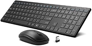 Wireless Keyboard and Mouse Combo, WisFox 2.4G Full-Size Slim Thin Wireless Keyboard Mouse